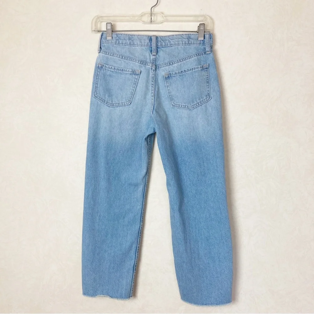 Old Navy High Rise Slouchy Straight Leg Light Blue Jeans Girl Size 10